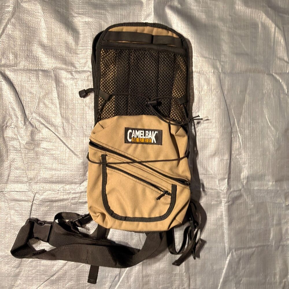 Vintage 90s CamelBak MULE Hydration Backpack Tan USA Made Fastrak Hydrate Or Die